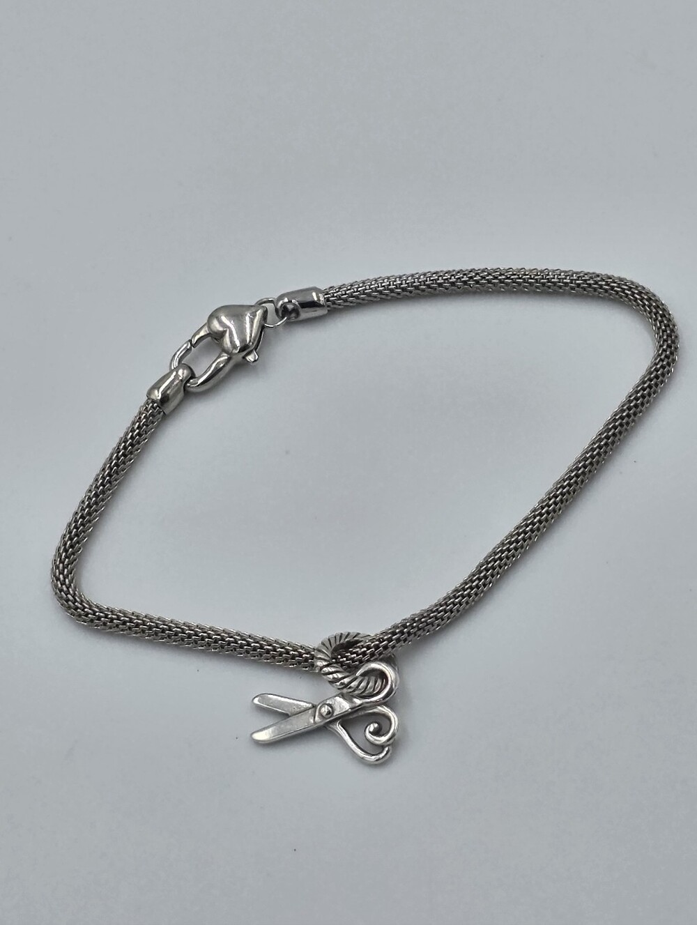 Brighton Sterling Silver Plated Barber Scissors Charm‎ Bracelet